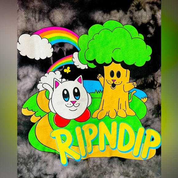 Ripndip Nermby T-Shirt Black Lightning/tiedye Wash graphic Tee Unisex - Picture 5 of 8